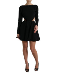 Dolce & Gabbana Black Viscose Cut Out A-line Long Sleeves Mini Dress -   -  Dolce & Gabbana.