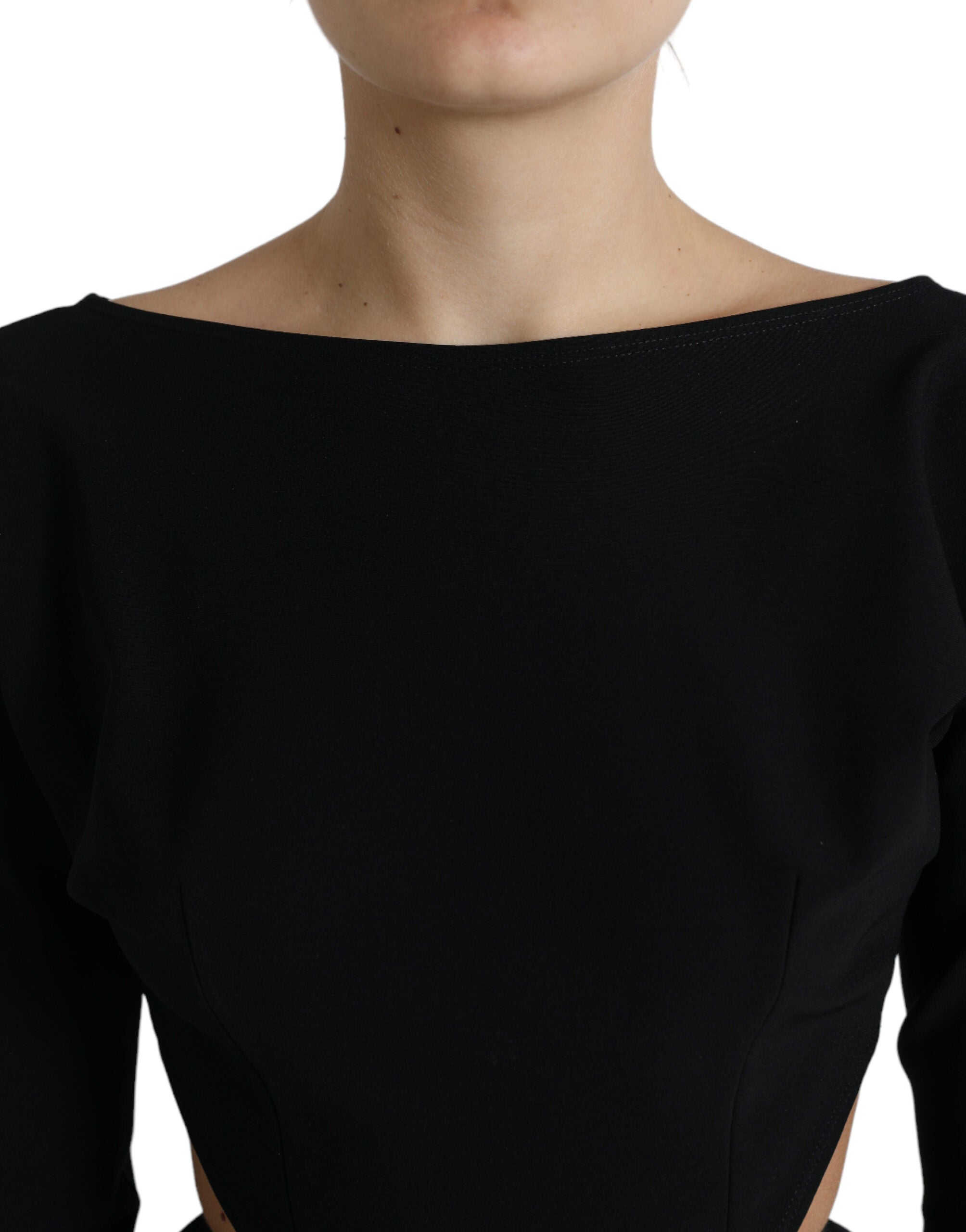 Dolce & Gabbana Black Viscose Cut Out A-line Long Sleeves Mini Dress -   -  Dolce & Gabbana.