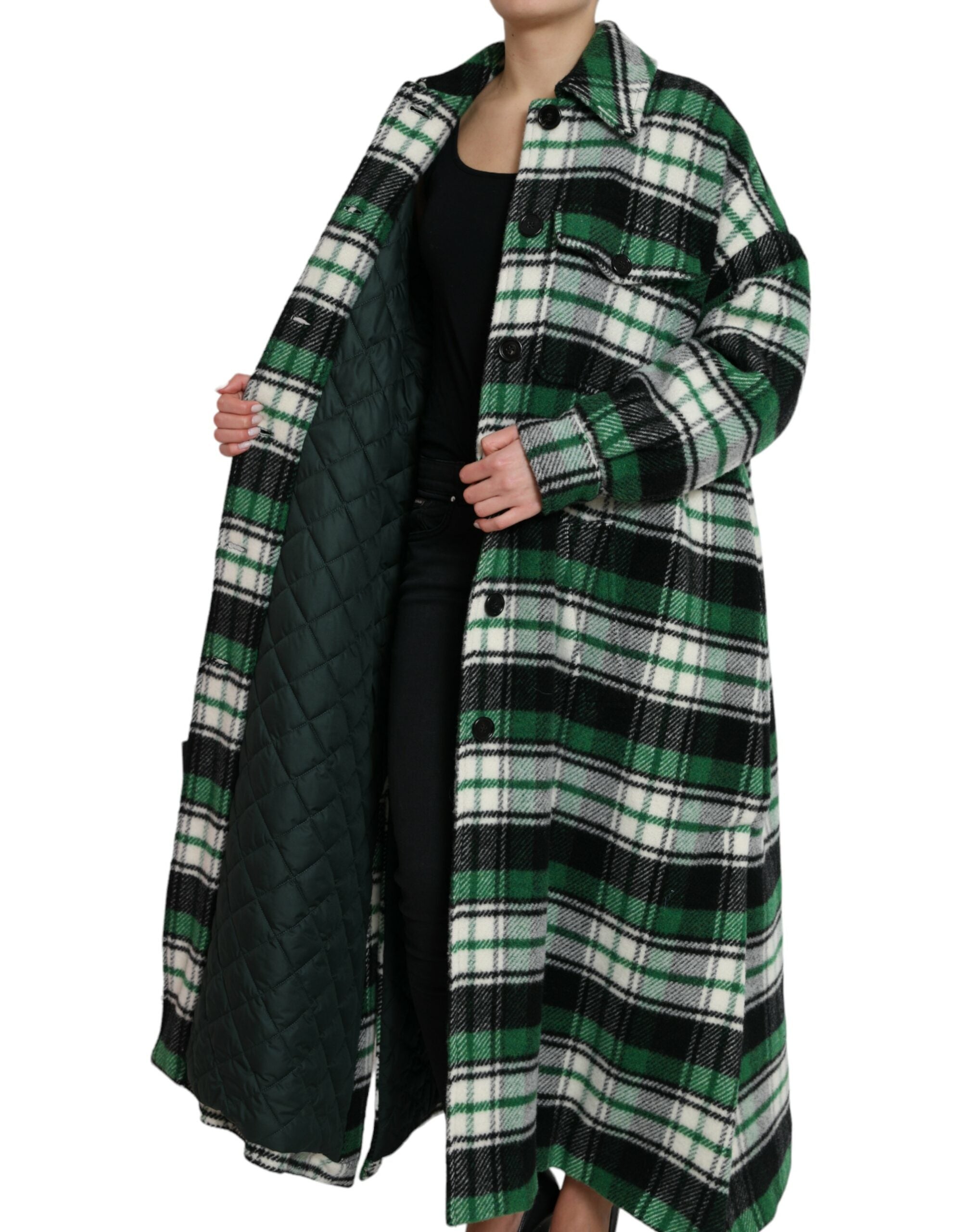 Dolce & Gabbana Green Plaid Long Sleeve Casual Coat Jacket -   -  Dolce & Gabbana.