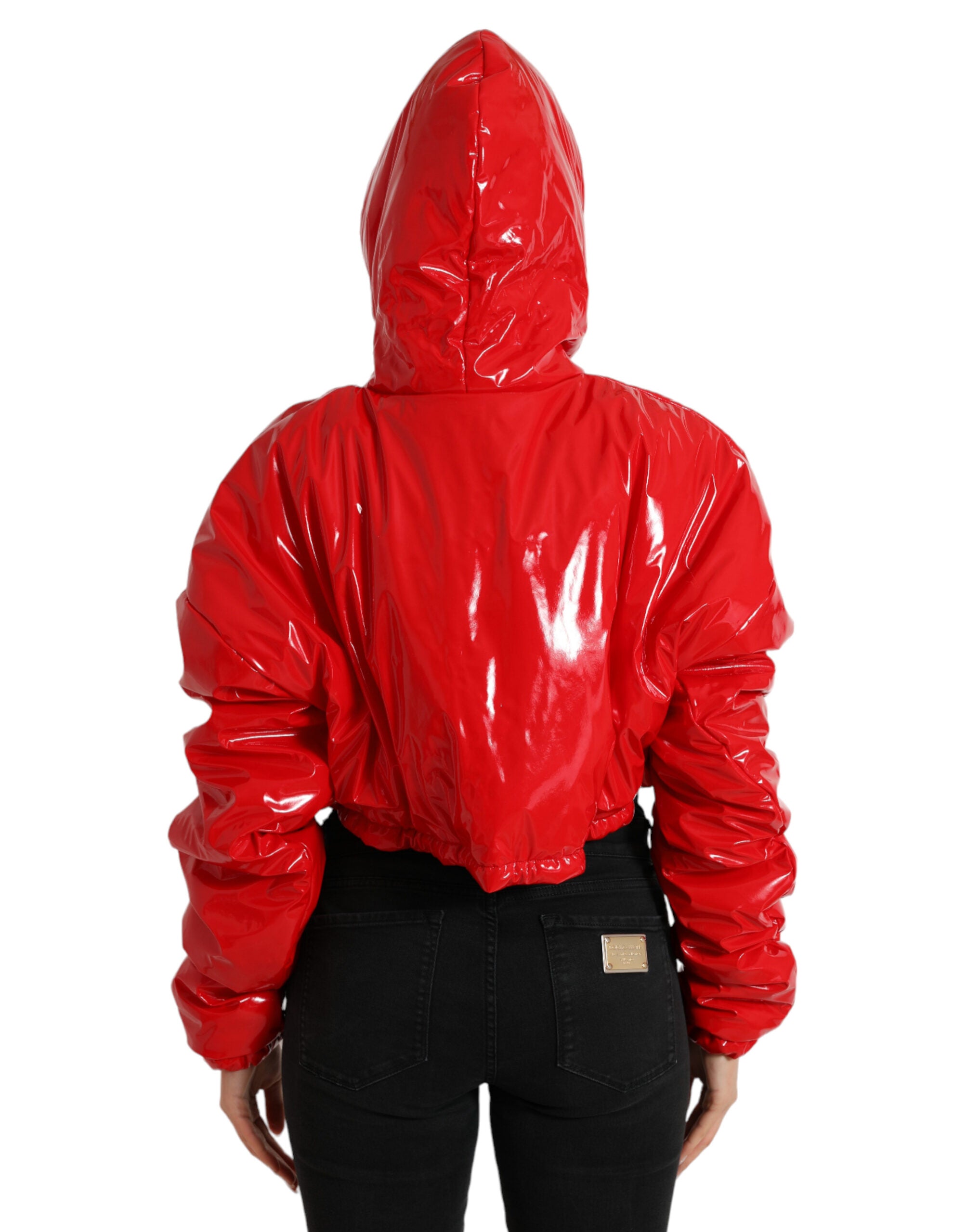 Dolce & Gabbana Shiny Red Hooded Cropped Short Coat Jacket -   -  Dolce & Gabbana.