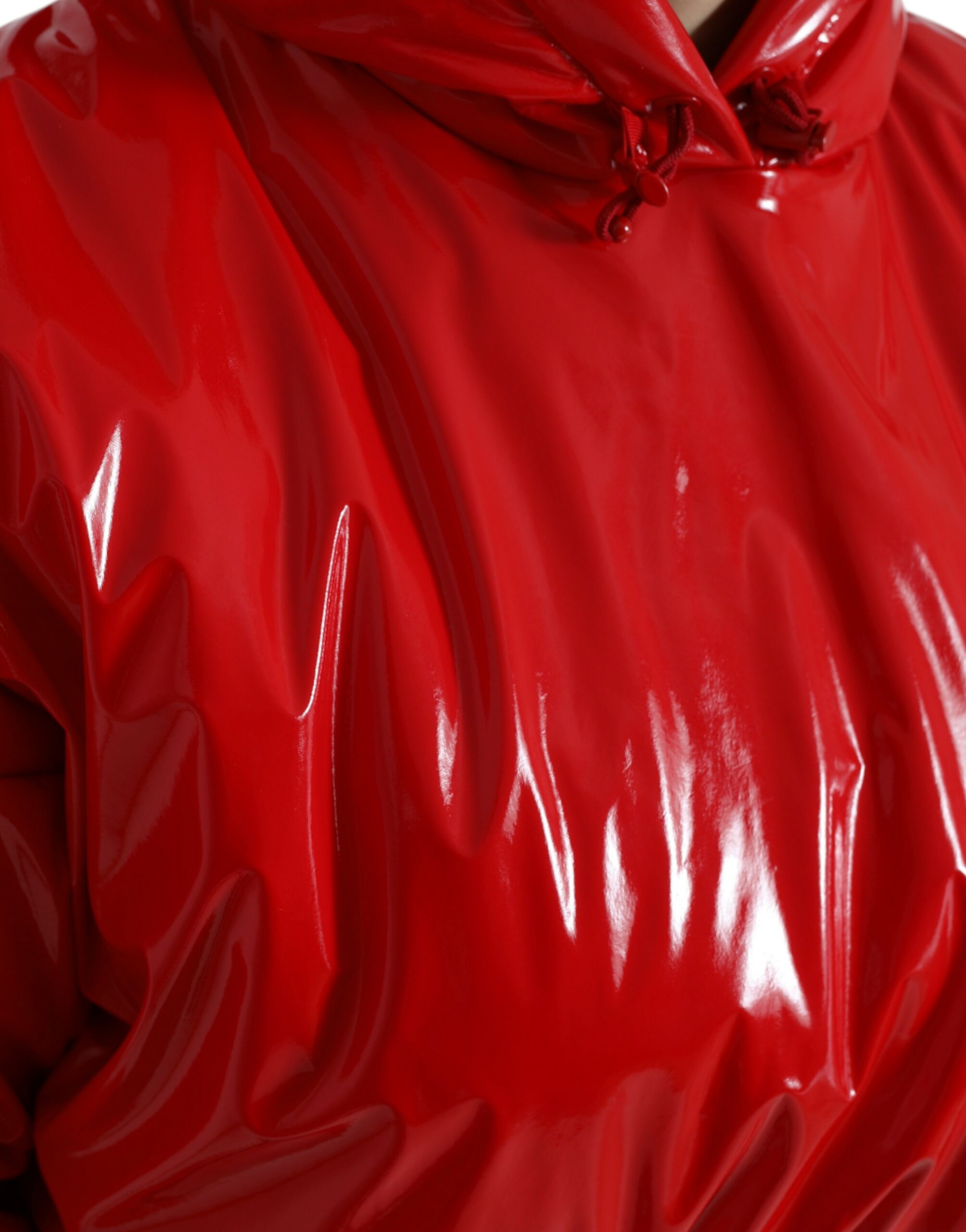 Dolce & Gabbana Shiny Red Hooded Cropped Short Coat Jacket -   -  Dolce & Gabbana.
