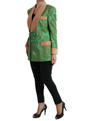 Dolce & Gabbana Green Floral Double Breasted Coat Jacket -   -  Dolce & Gabbana.