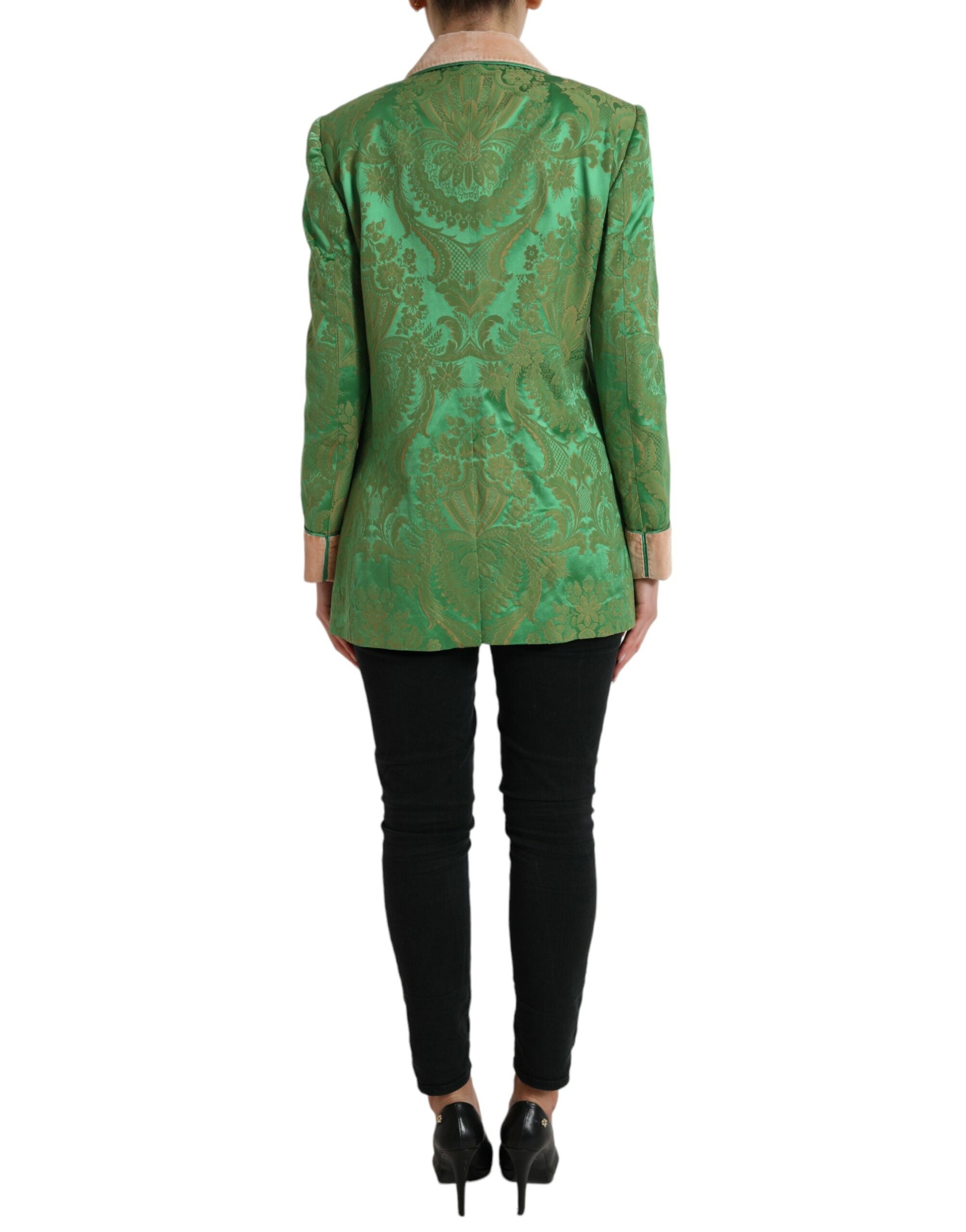 Dolce & Gabbana Green Floral Double Breasted Coat Jacket -   -  Dolce & Gabbana.