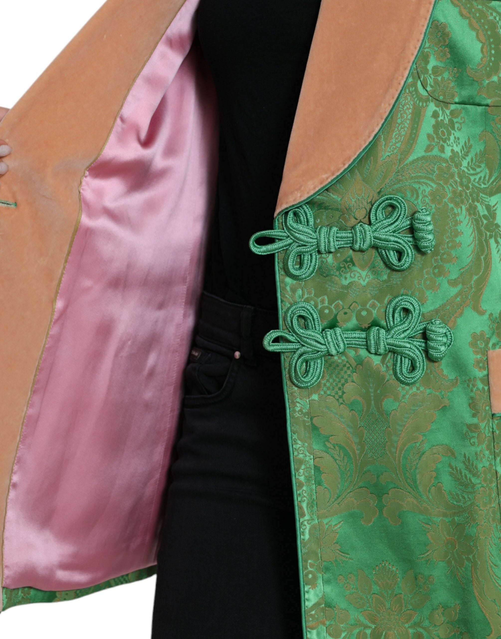 Dolce & Gabbana Green Floral Double Breasted Coat Jacket -   -  Dolce & Gabbana.
