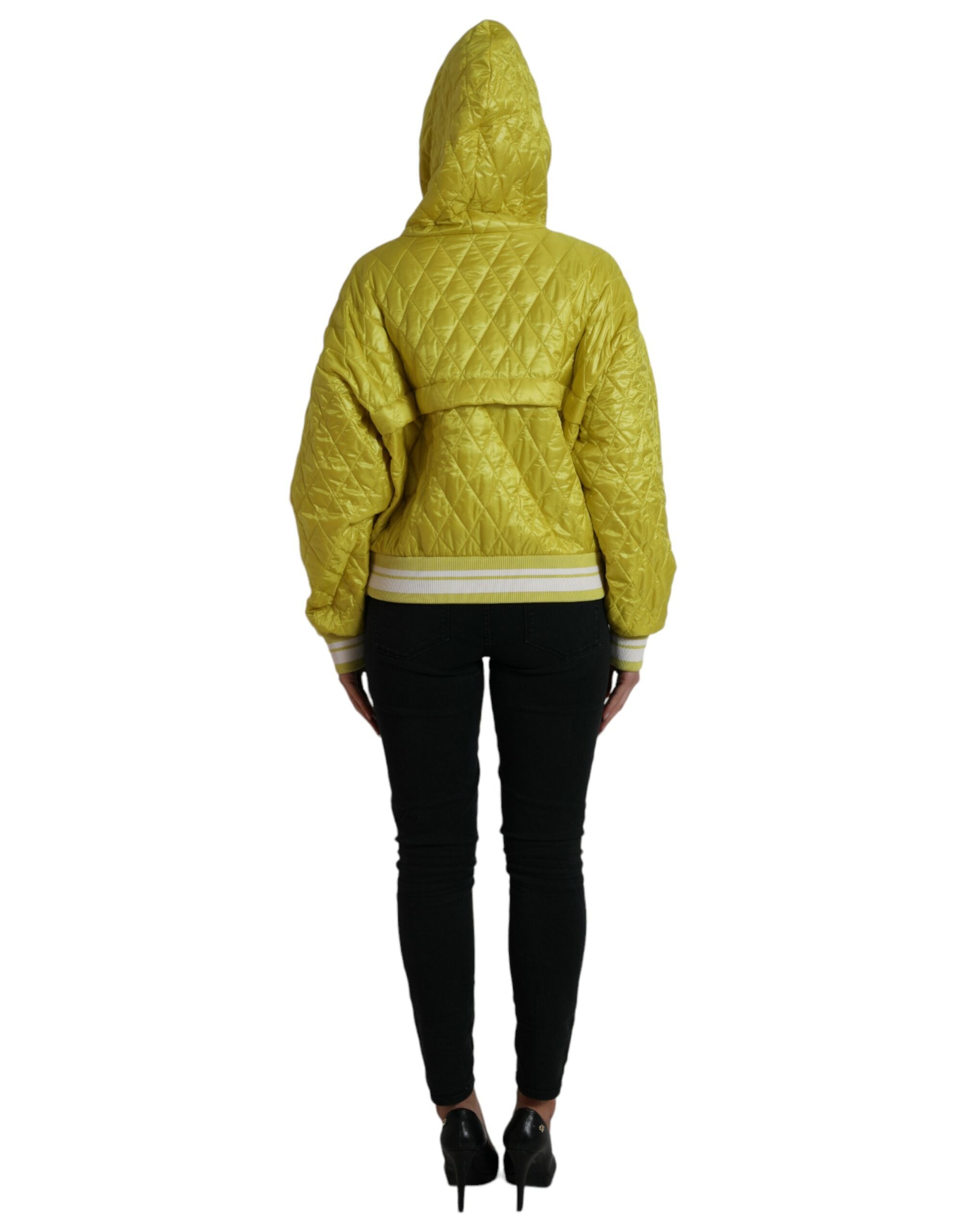 Dolce & Gabbana Yellow Nylon Quilted Hooded Pullover Jacket -   -  Dolce & Gabbana.