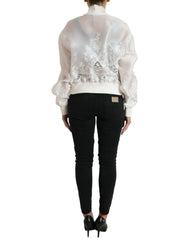 Dolce & Gabbana White Floral Lace Silk Full Zip Bomber Jacket -   -  Dolce & Gabbana.