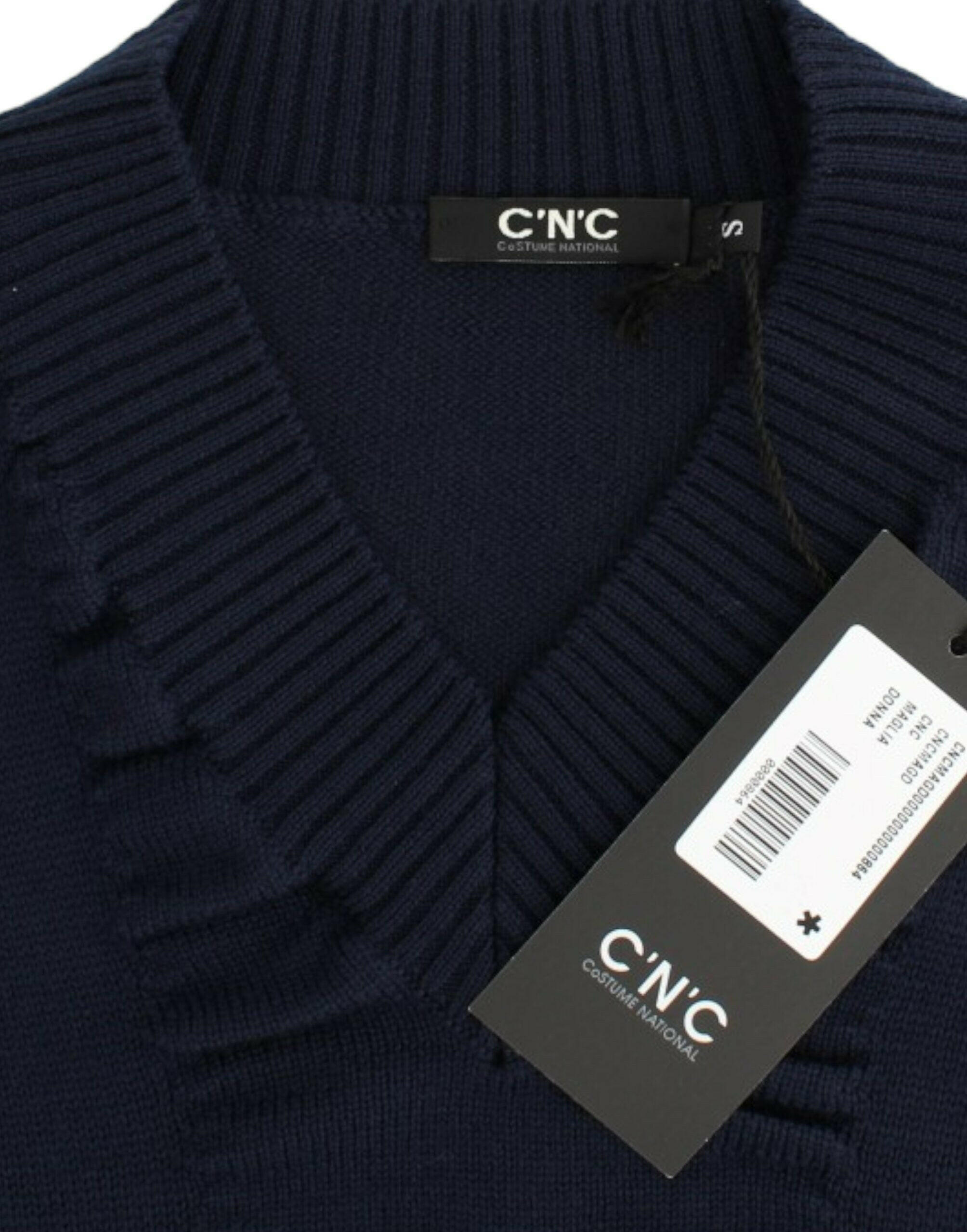 Costume National Dark blue V-neck wool sweater -   -  Costume National.