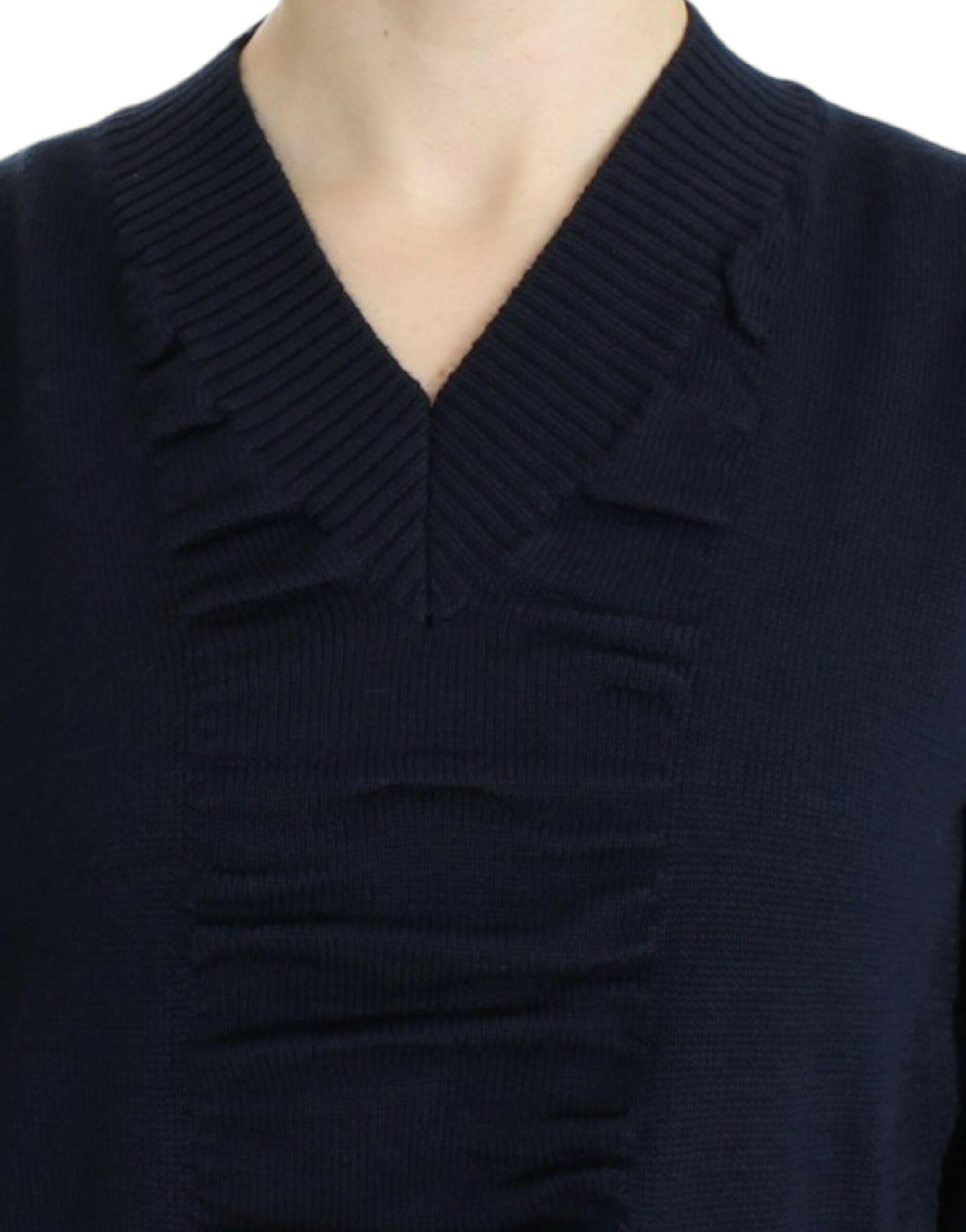 Costume National Dark blue V-neck wool sweater -   -  Costume National.