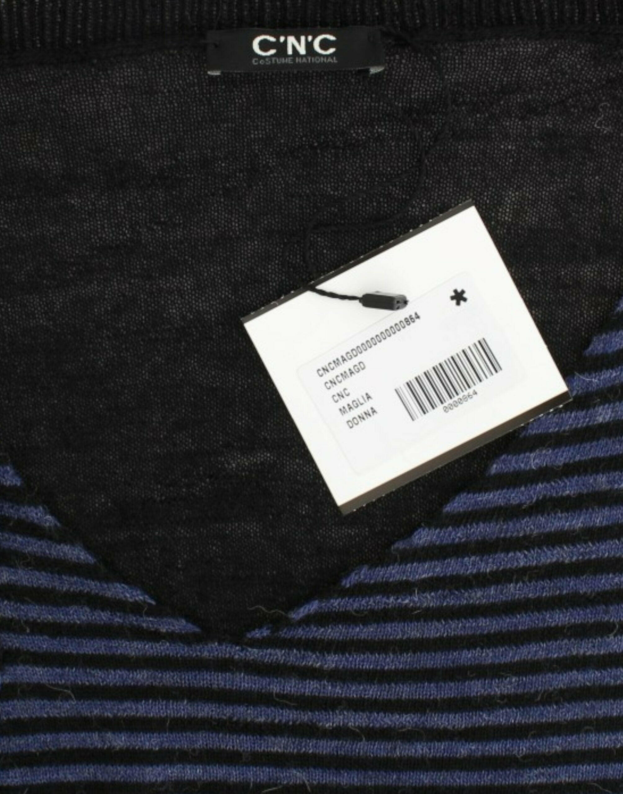 Costume National Black striped V-neck sweater -   -  Costume National.