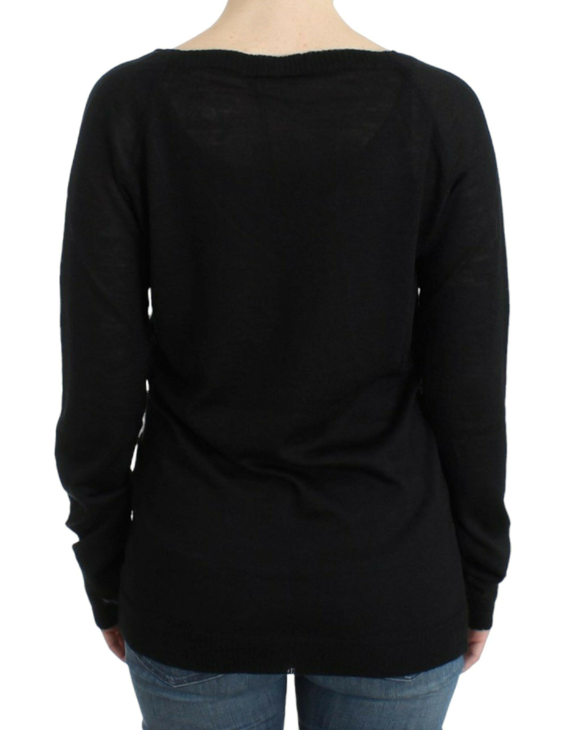 Costume National Black striped V-neck sweater -   -  Costume National.