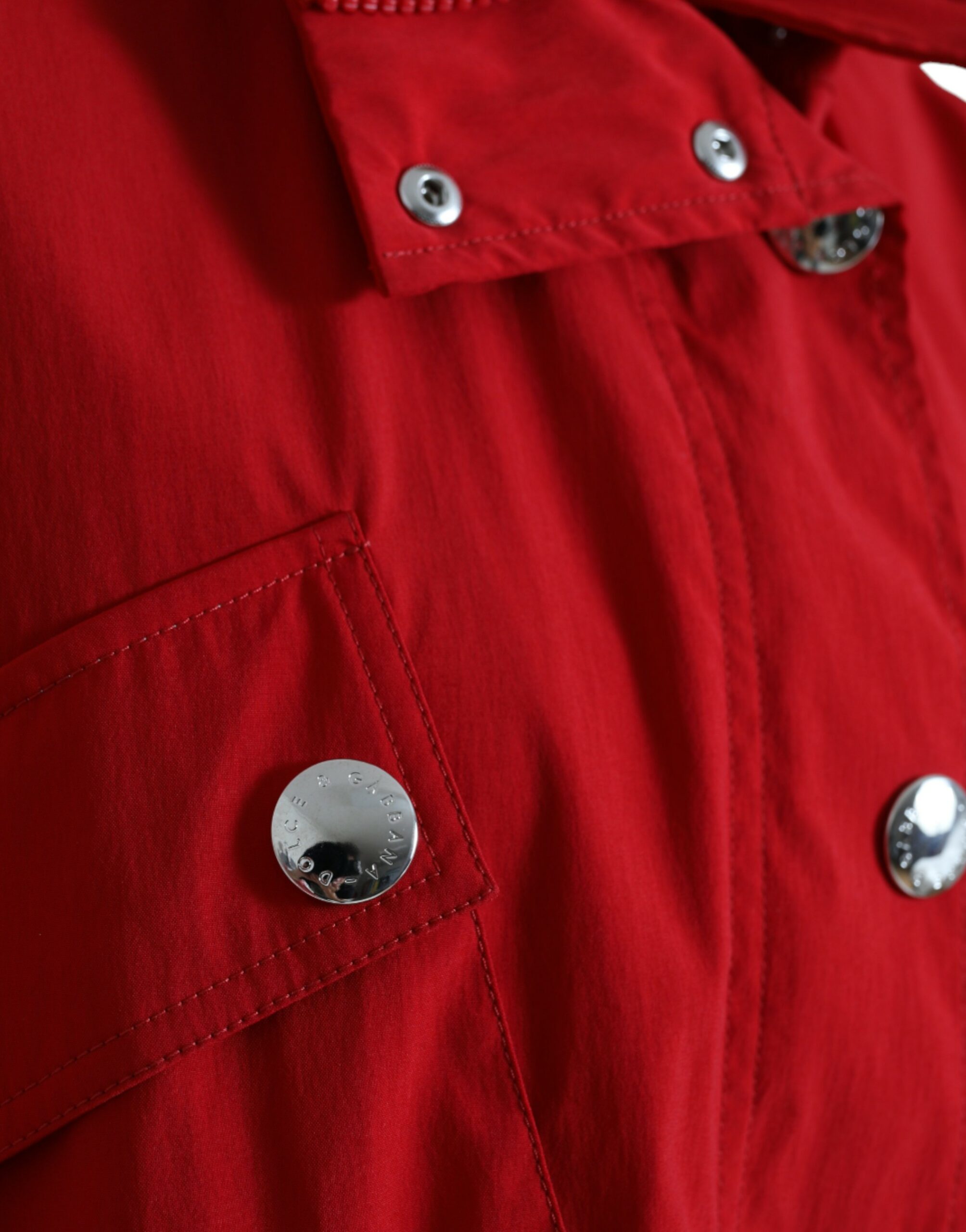 Dolce & Gabbana Red Polyester Hooded Button Rain Coat Jacket -   -  Dolce & Gabbana.