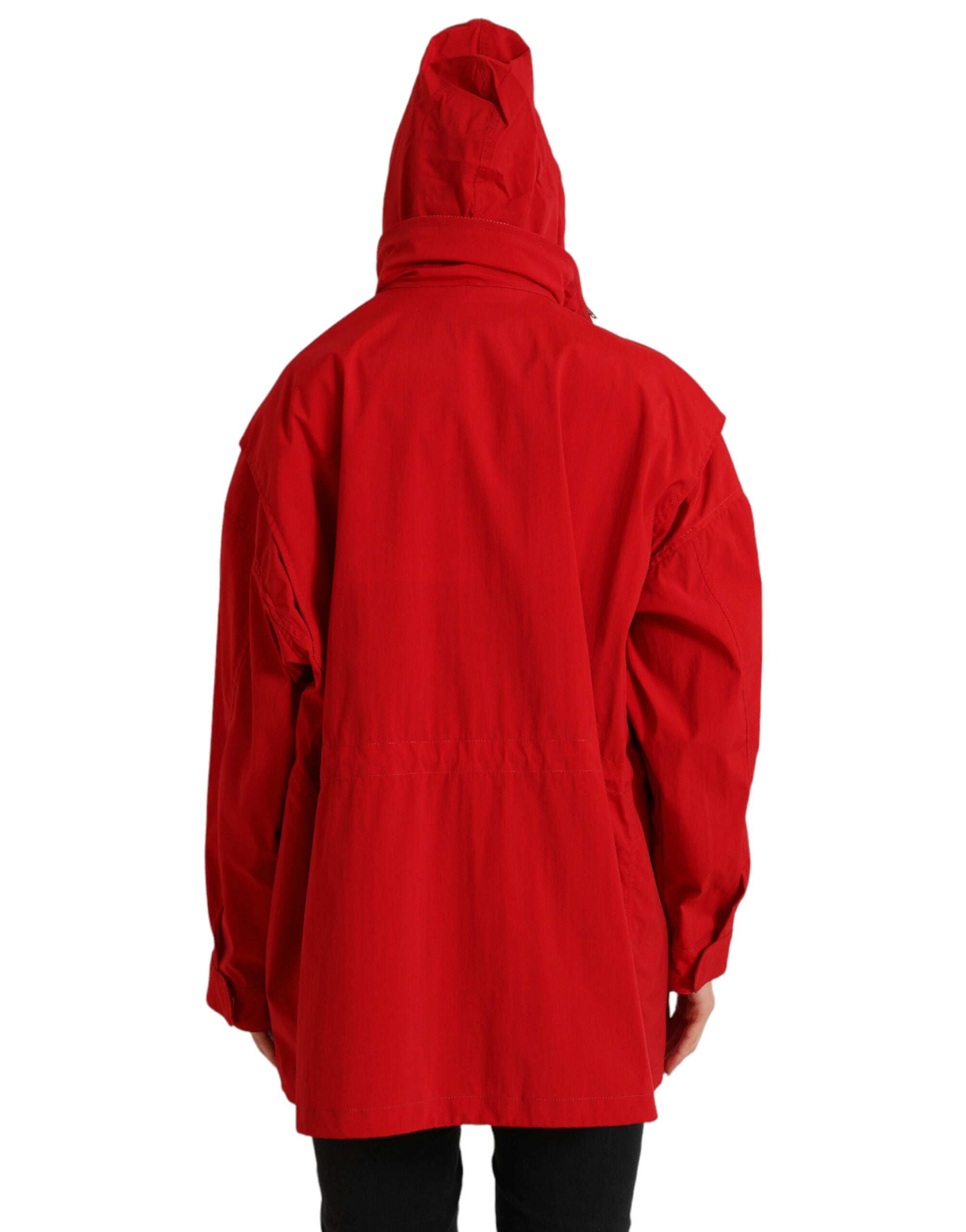 Dolce & Gabbana Red Polyester Hooded Button Rain Coat Jacket -   -  Dolce & Gabbana.