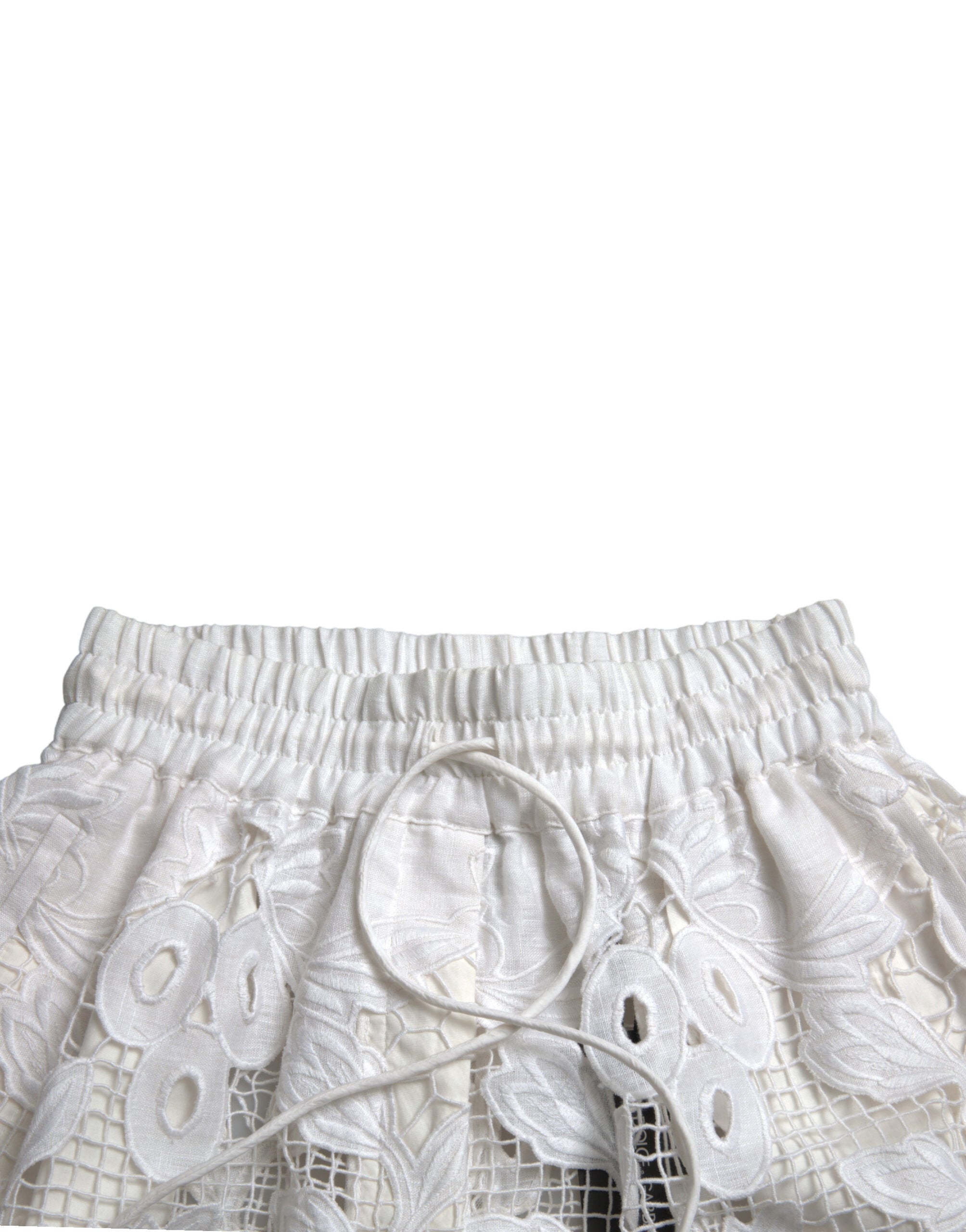 Dolce & Gabbana White Cotton Cutout High Waist Bermuda Shorts -   -  Dolce & Gabbana.