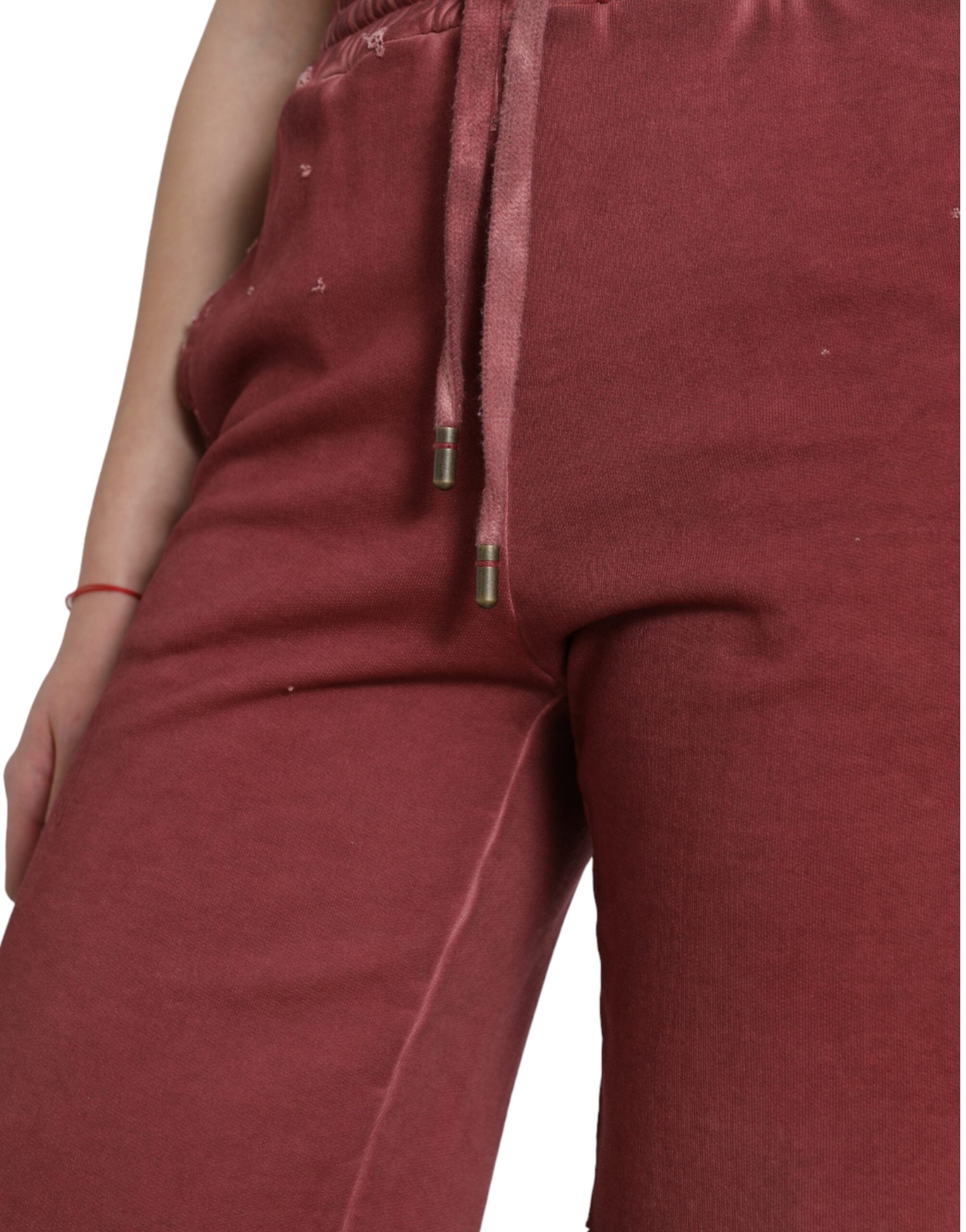 Dolce & Gabbana Maroon Cotton High Waist Sweatshorts Shorts -   -  Dolce & Gabbana.
