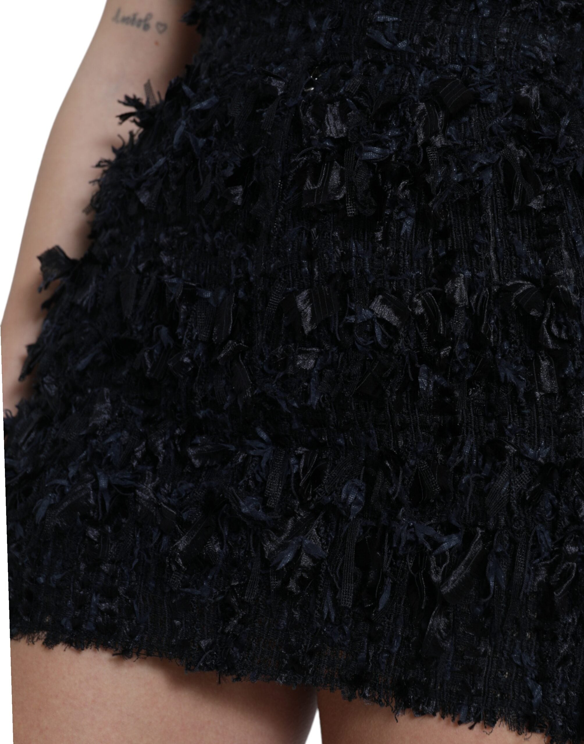 Dolce & Gabbana Black Nylon Textured High Waist Mini Skirt -   -  Dolce & Gabbana.