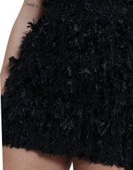 Dolce & Gabbana Black Nylon Textured High Waist Mini Skirt -   -  Dolce & Gabbana.