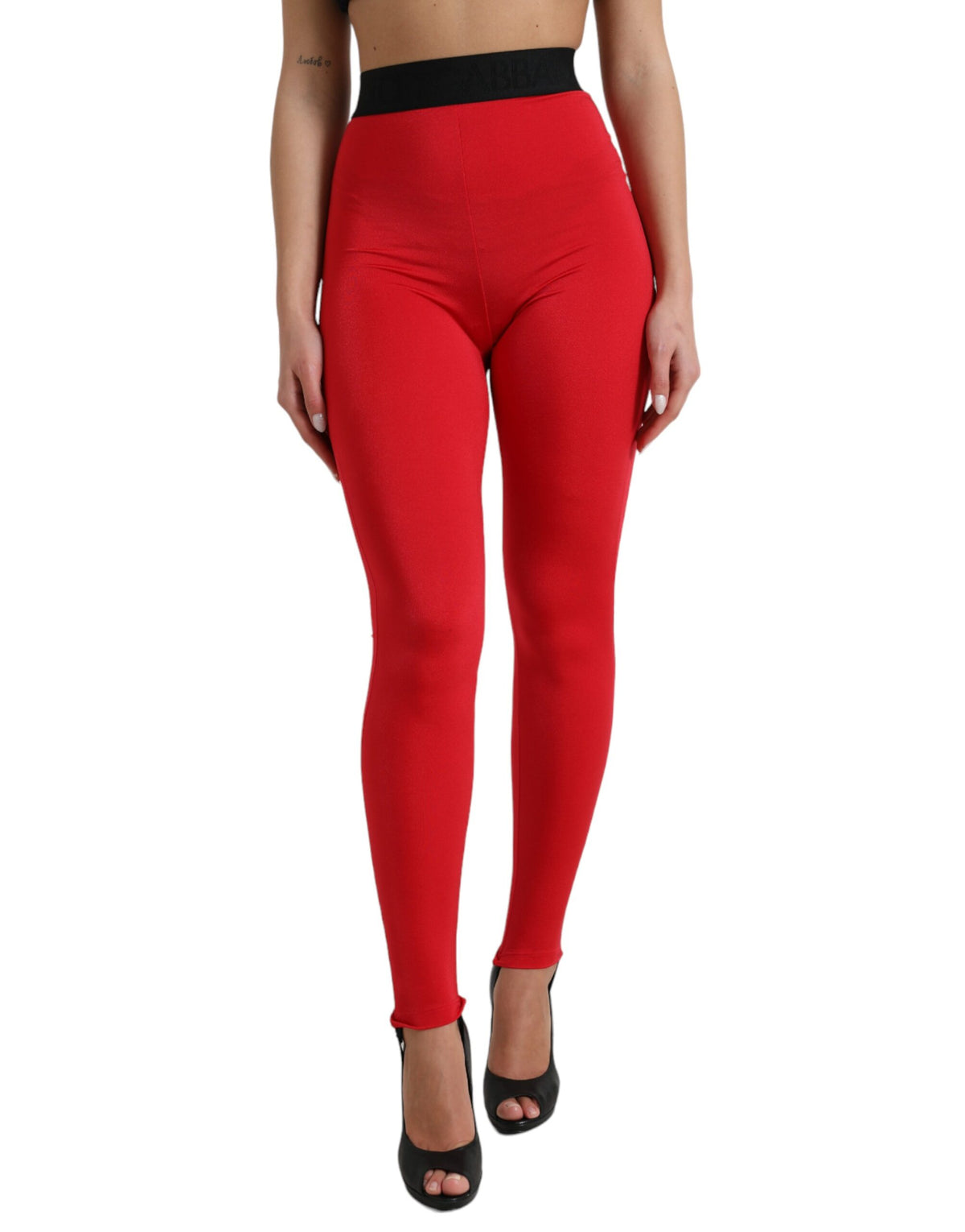 Dolce & Gabbana Red Nylon DG Logo Slim Leggings Pants -   -  Dolce & Gabbana.