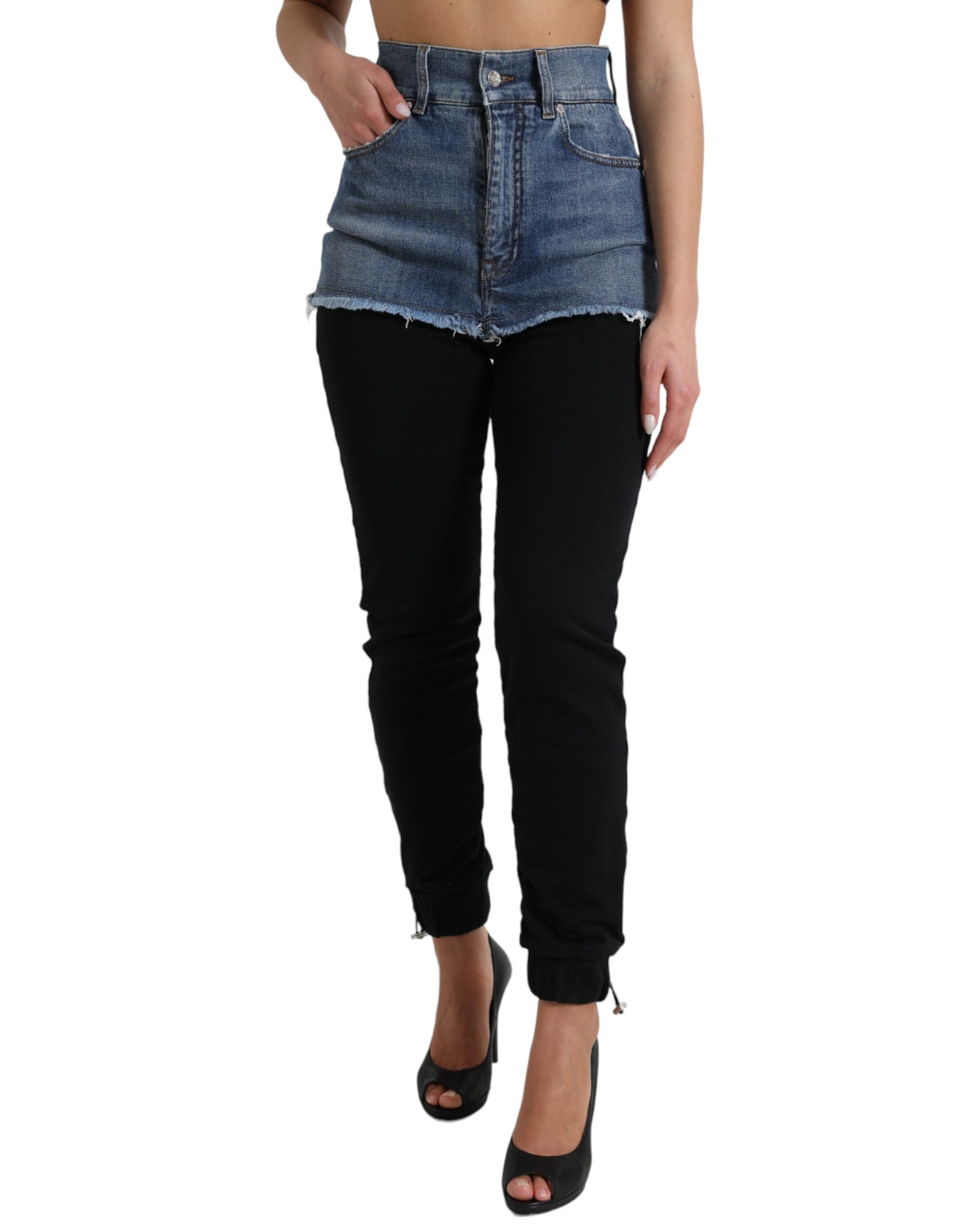 Dolce & Gabbana Black Blue Cotton High Waist PRETTY Denim Pants -   -  Dolce & Gabbana.