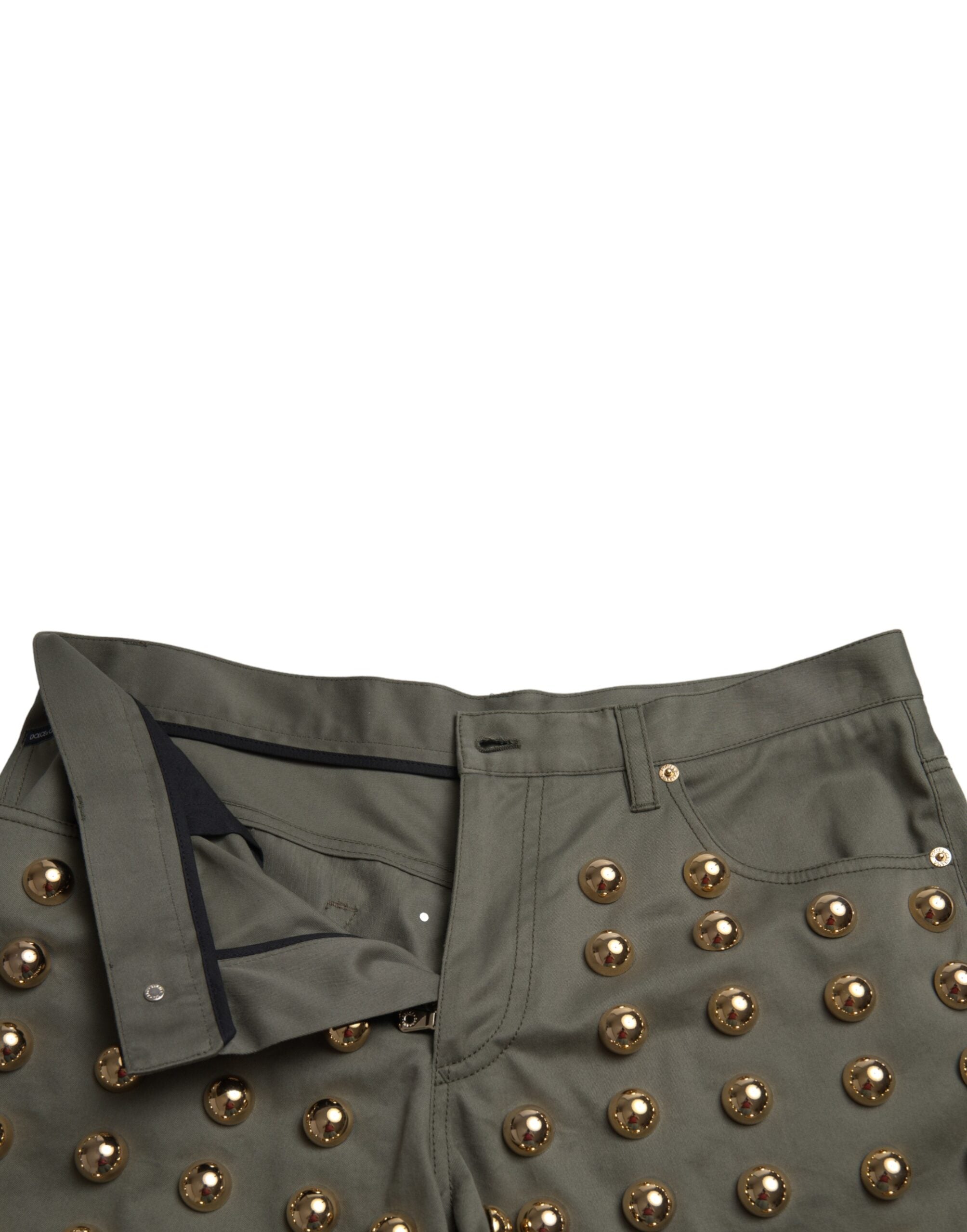 Dolce & Gabbana Green Embellished Cotton High Waist Hot Pants Shorts -   -  Dolce & Gabbana.