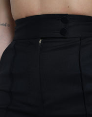 Dolce & Gabbana Black Wool High Waist Tapered Pants -   -  Dolce & Gabbana.