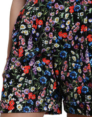 Dolce & Gabbana Black Floral High Waist Hot Pants Shorts -   -  Dolce & Gabbana.