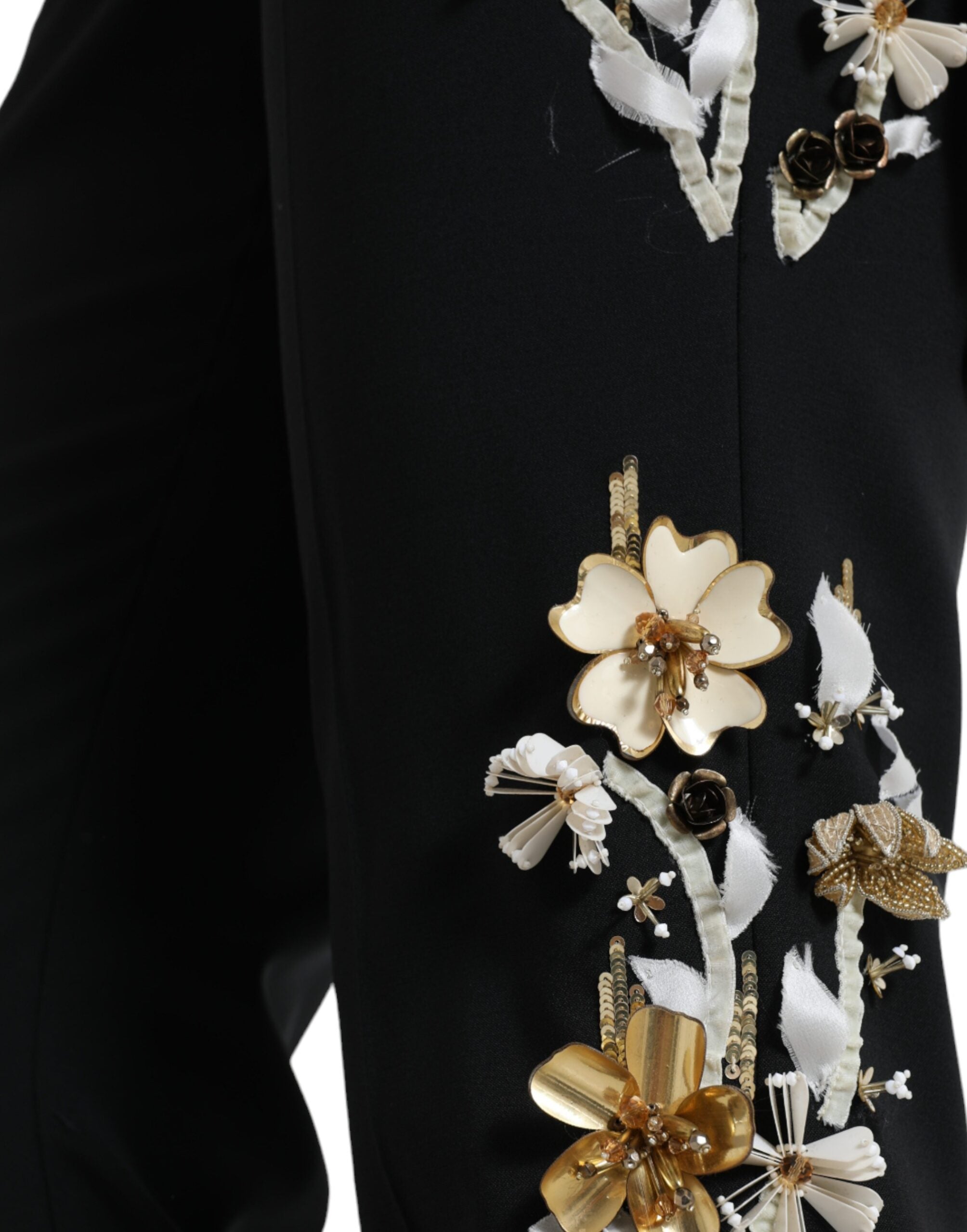 Dolce & Gabbana Black Floral Applique High Waist Tapered Pants -   -  Dolce & Gabbana.