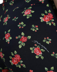 Dolce & Gabbana Black Floral Wool High Waist Tapered Pants -   -  Dolce & Gabbana.