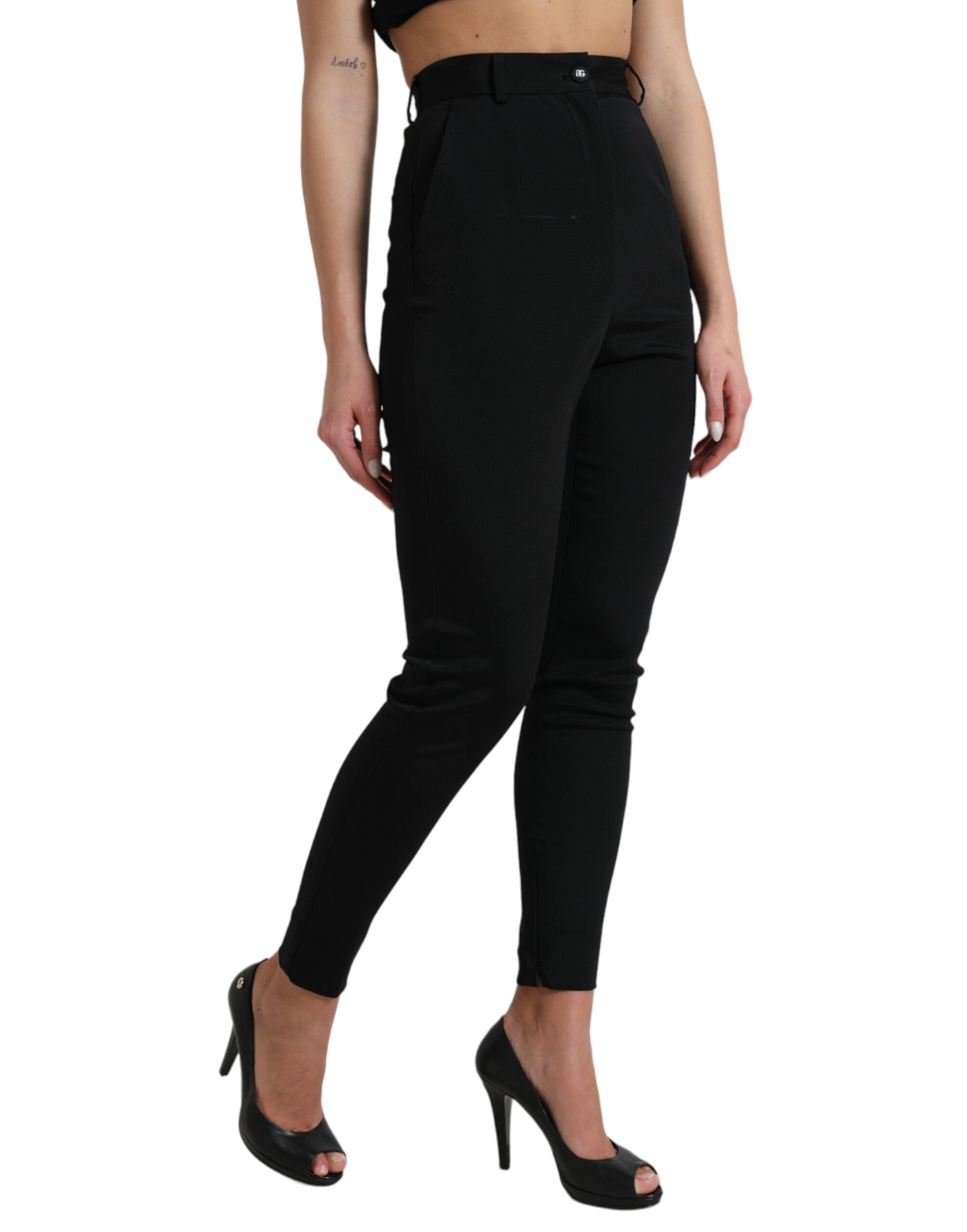 Dolce & Gabbana Black Wool Stretch High Waist Skinny Pants -   -  Dolce & Gabbana.
