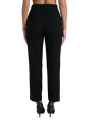 Dolce & Gabbana Black Wool High Waist Straight Pants -   -  Dolce & Gabbana.