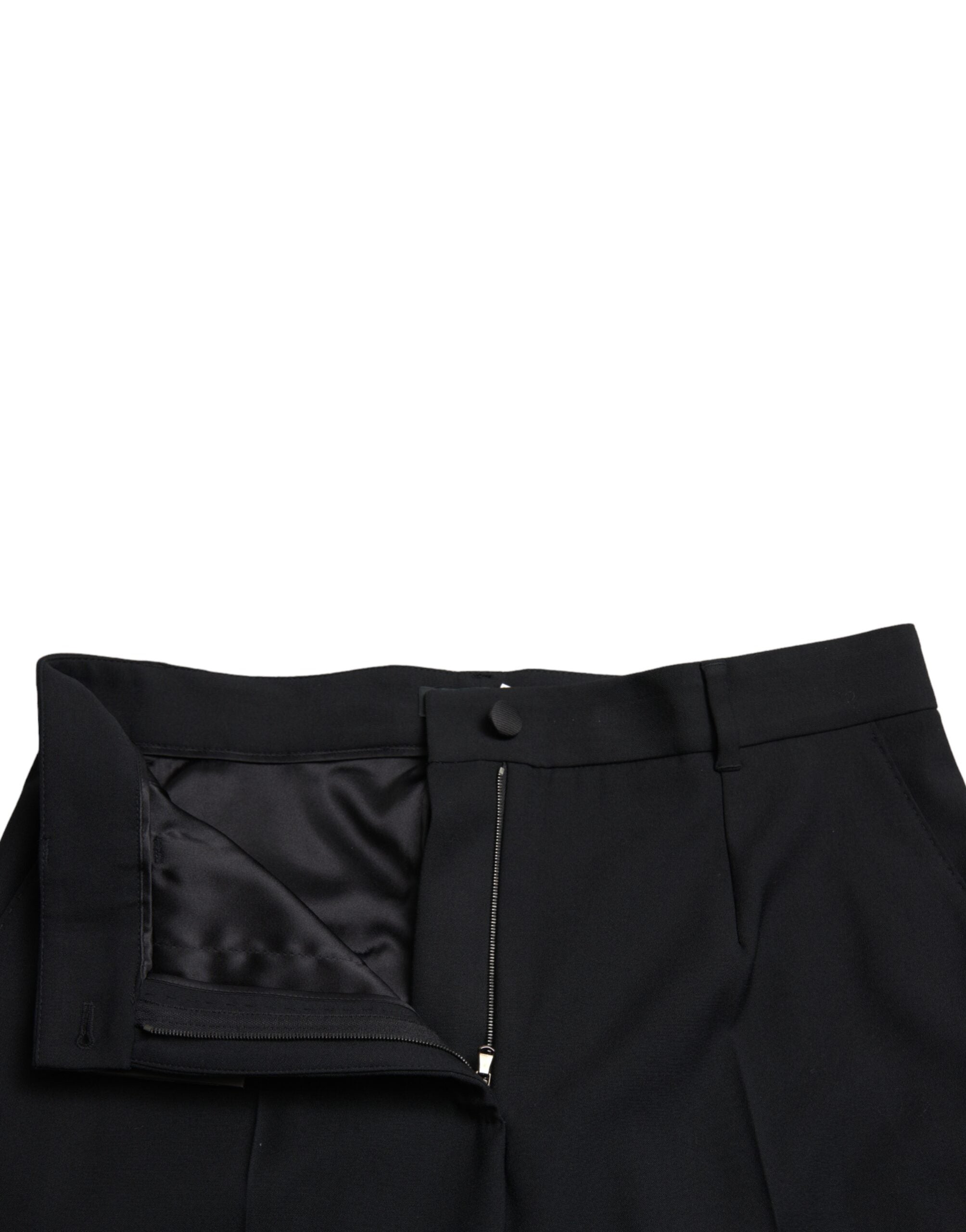 Dolce & Gabbana Black Wool High Waist Straight Pants -   -  Dolce & Gabbana.