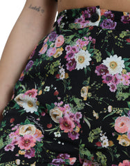 Dolce & Gabbana Black Floral Wool High Waist Wide Leg Pants -   -  Dolce & Gabbana.
