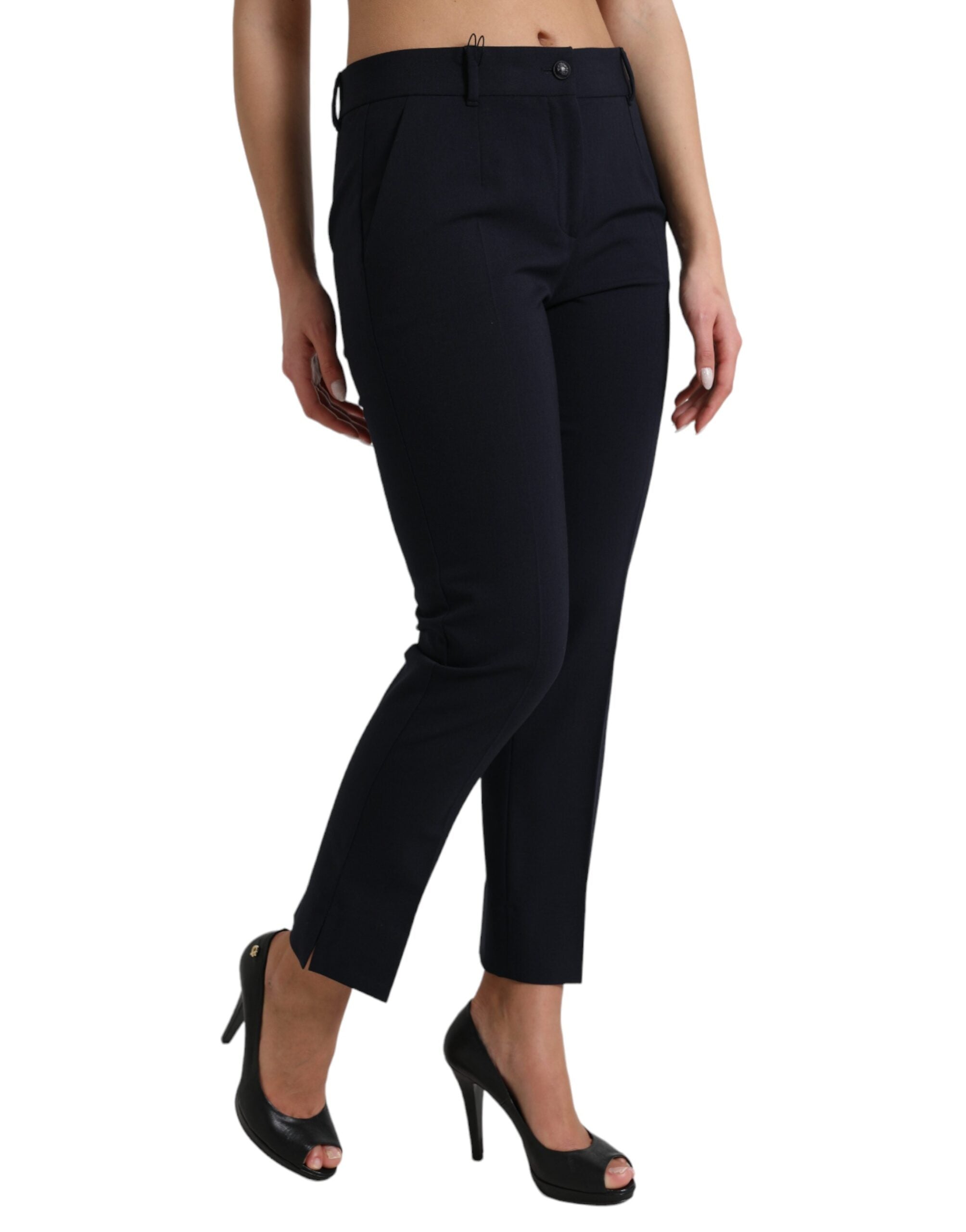 Dolce & Gabbana Blue Mid Waist Tapered Cropped Pants -   -  Dolce & Gabbana.