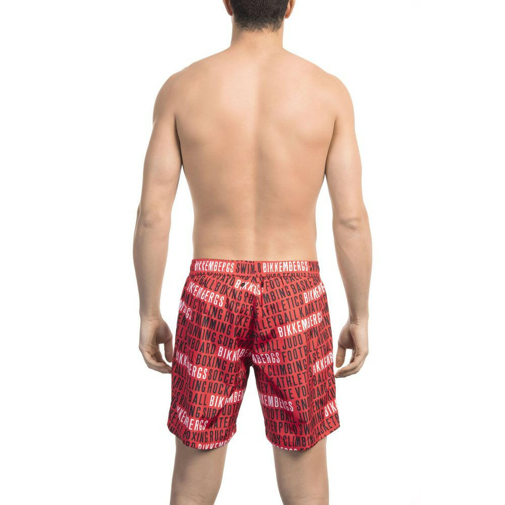 Bikkembergs "Red Polyester Men Swim Short" -   -  Bikkembergs.