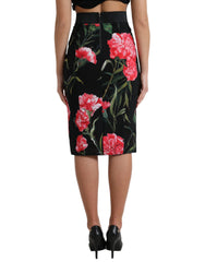 Dolce & Gabbana Black Carnation Pencil Cut Knee Length Skirt -   -  Dolce & Gabbana.
