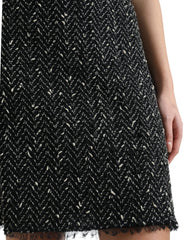 Dolce & Gabbana Black Wool Knit Tweed High Waist Mini Skirt -   -  Dolce & Gabbana.