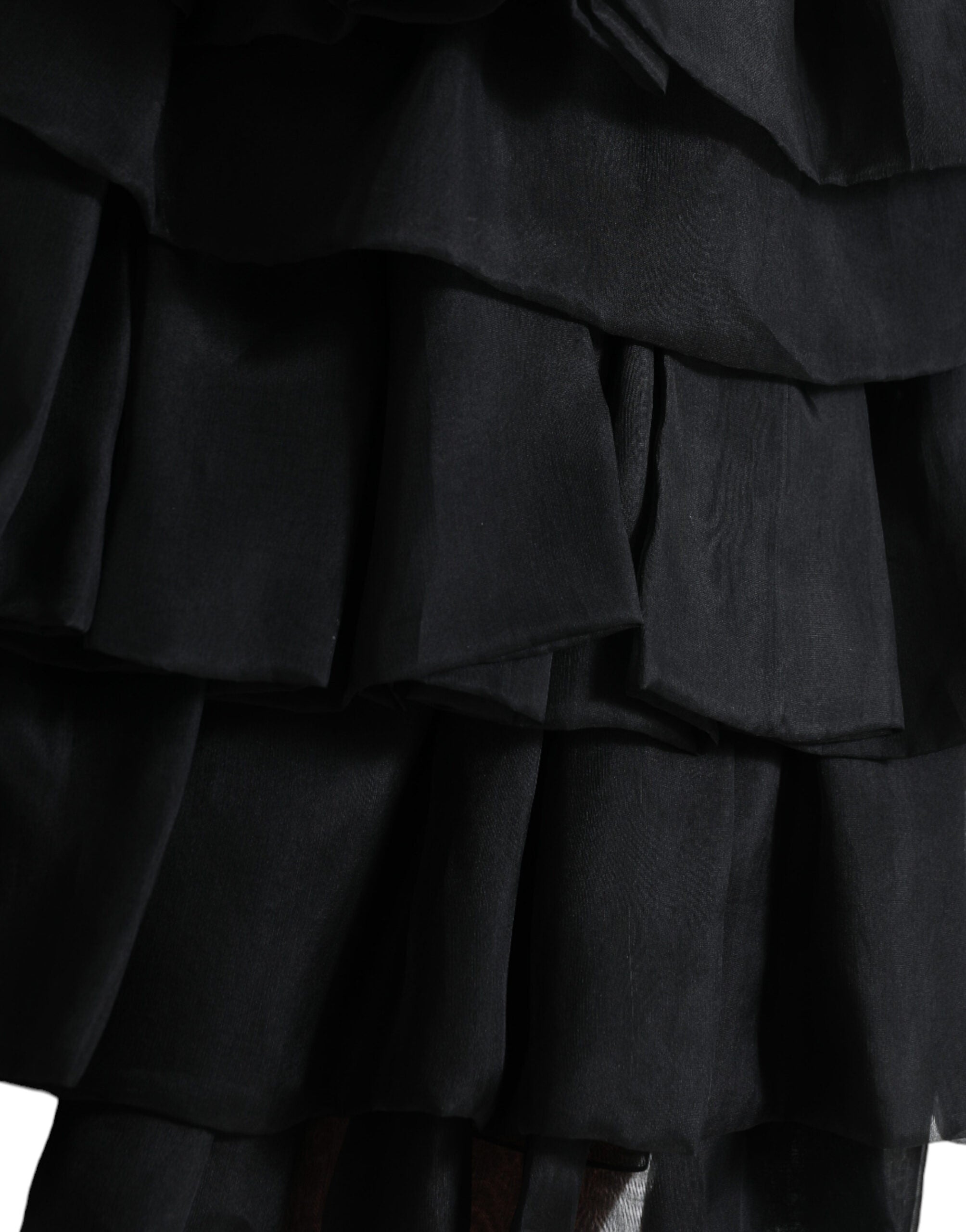 Dolce & Gabbana Black Tiered Aline High Waist Silk Mini Skirt -   -  Dolce & Gabbana.