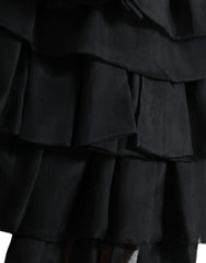 Dolce & Gabbana Black Tiered Aline High Waist Silk Mini Skirt -   -  Dolce & Gabbana.