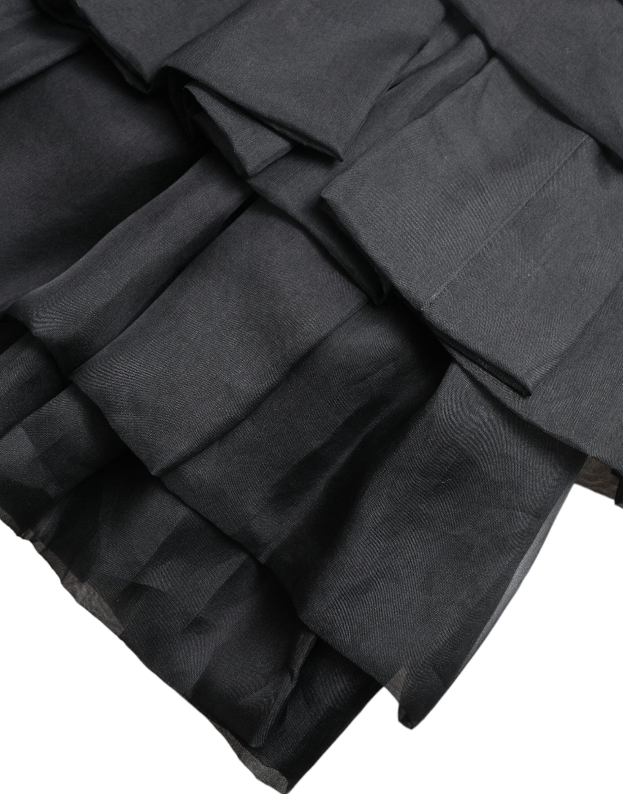 Dolce & Gabbana Black Tiered Aline High Waist Silk Mini Skirt -   -  Dolce & Gabbana.