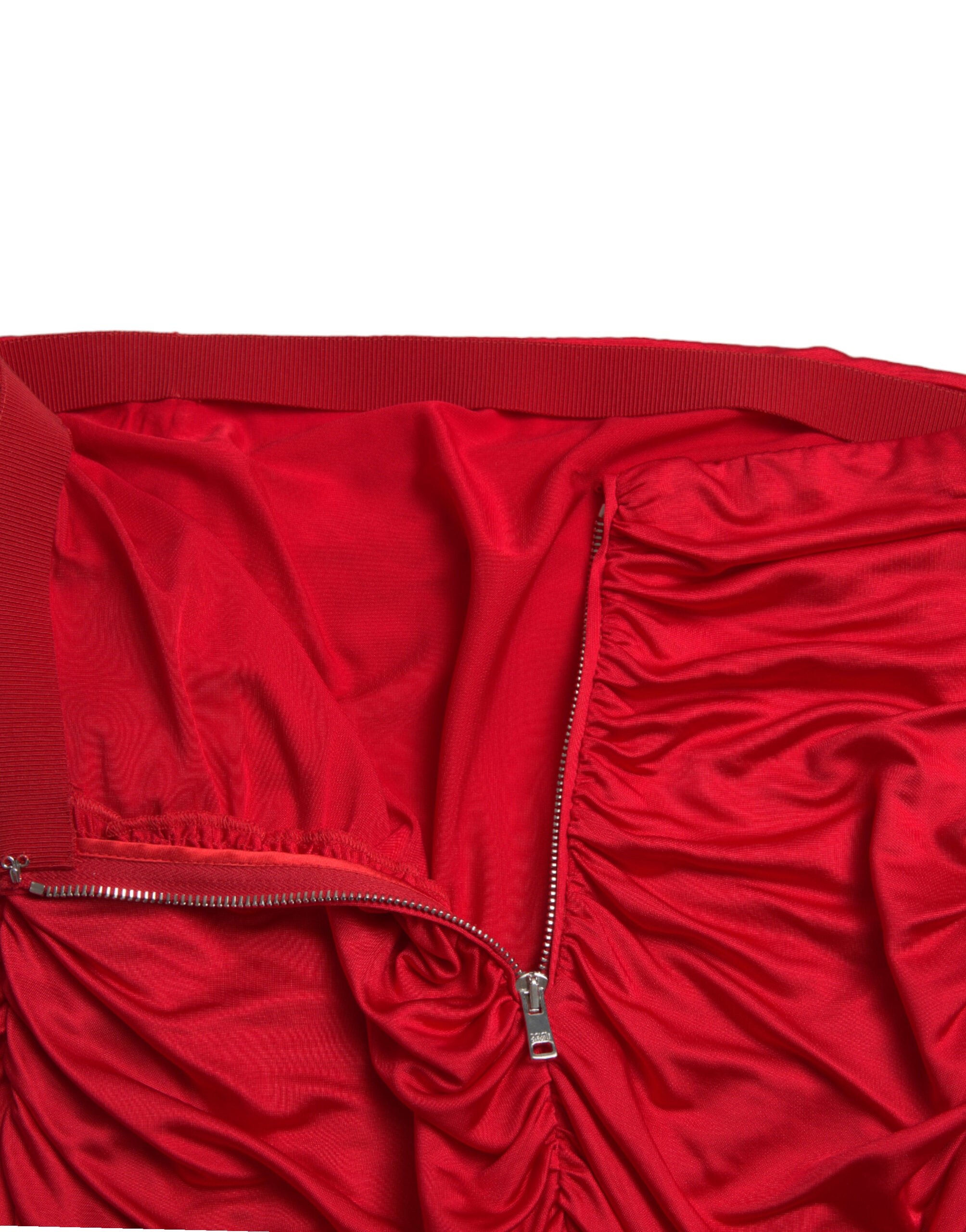 Dolce & Gabbana Red Viscose High Waist Fitted Pleated Skirt -   -  Dolce & Gabbana.