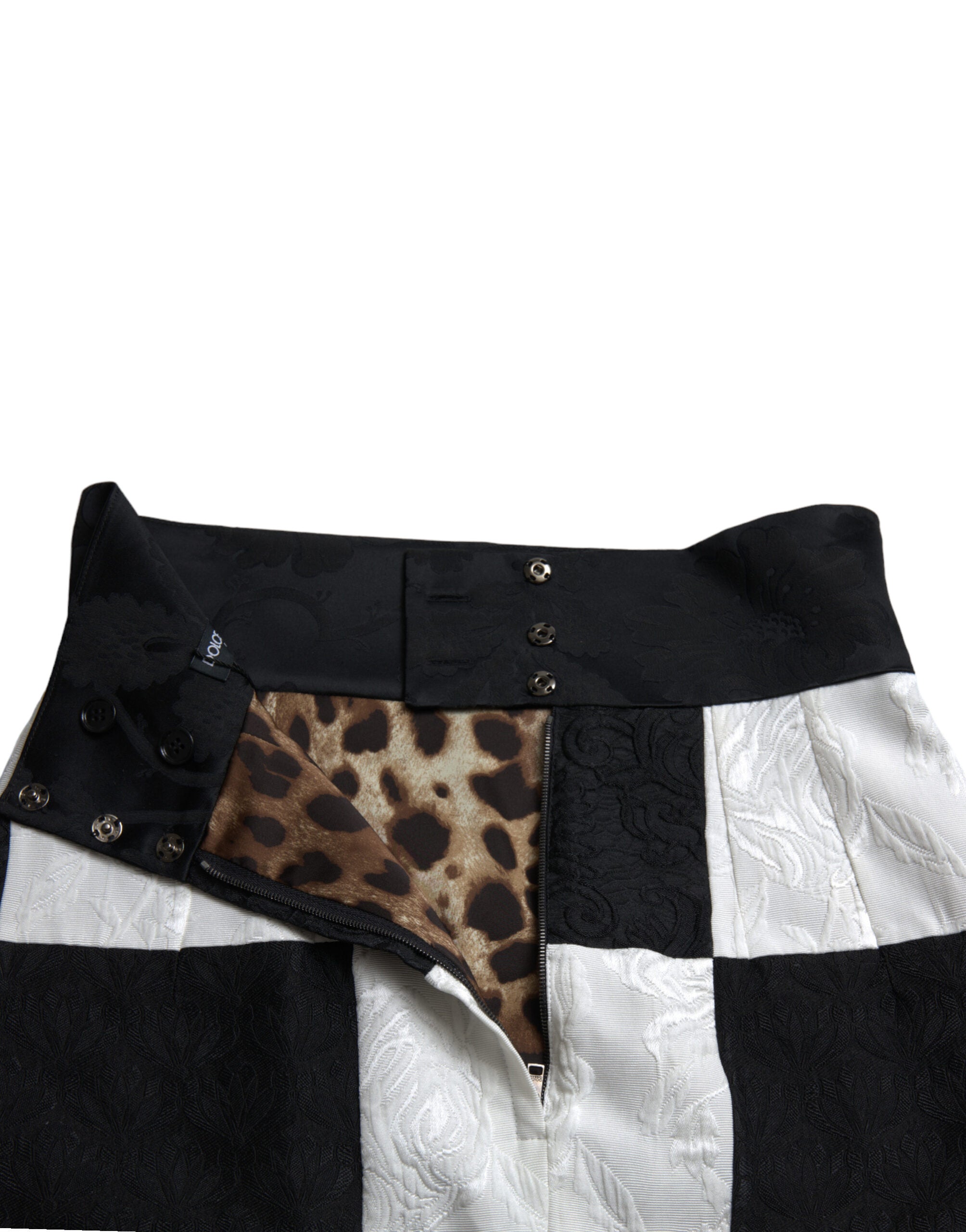 Dolce & Gabbana Black White Floral Brocade High Waist Skirt -   -  Dolce & Gabbana.