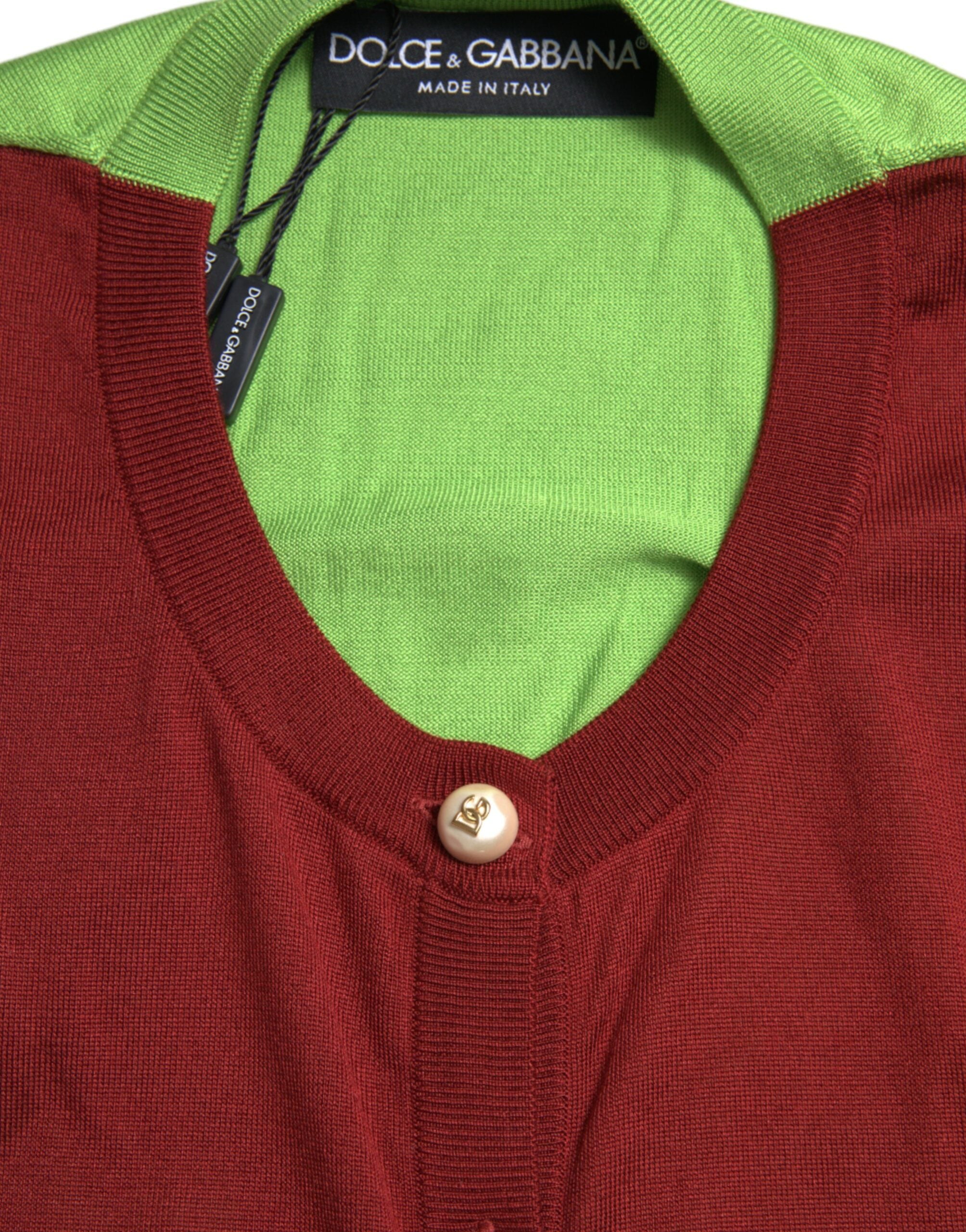 Dolce & Gabbana Multicolor Cardigan Color Block Silk Crewneck Sweater -   -  Dolce & Gabbana.