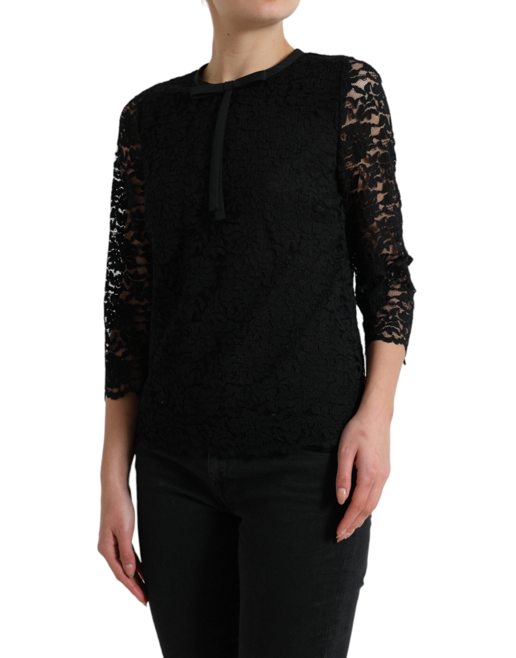 Dolce & Gabbana Black STAFF Blouse Floral Lace Nylon Top -   -  Dolce & Gabbana.