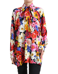 Dolce & Gabbana Multicolor Floral Ascot Collared Blouse Top -   -  Dolce & Gabbana.