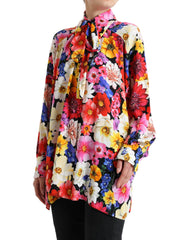 Dolce & Gabbana Multicolor Floral Ascot Collared Blouse Top -   -  Dolce & Gabbana.