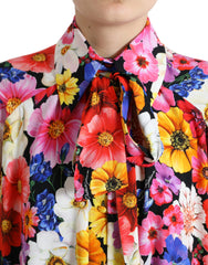 Dolce & Gabbana Multicolor Floral Ascot Collared Blouse Top -   -  Dolce & Gabbana.