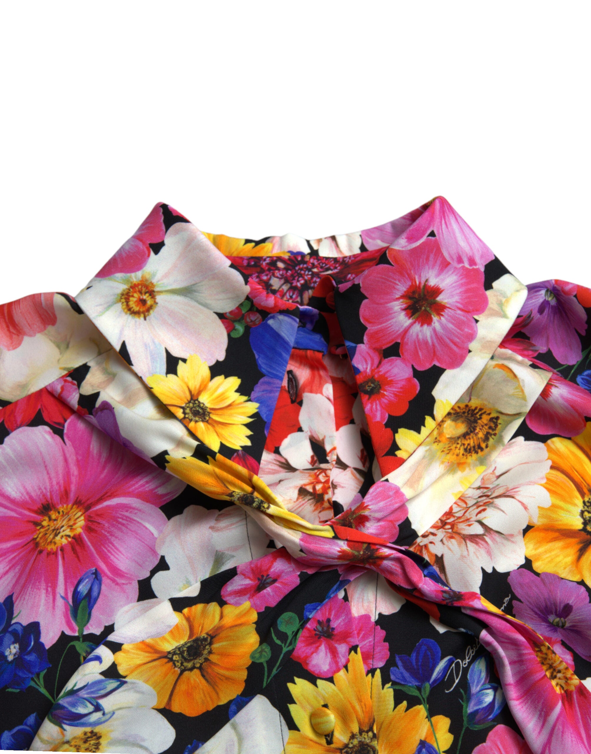 Dolce & Gabbana Multicolor Floral Ascot Collared Blouse Top -   -  Dolce & Gabbana.