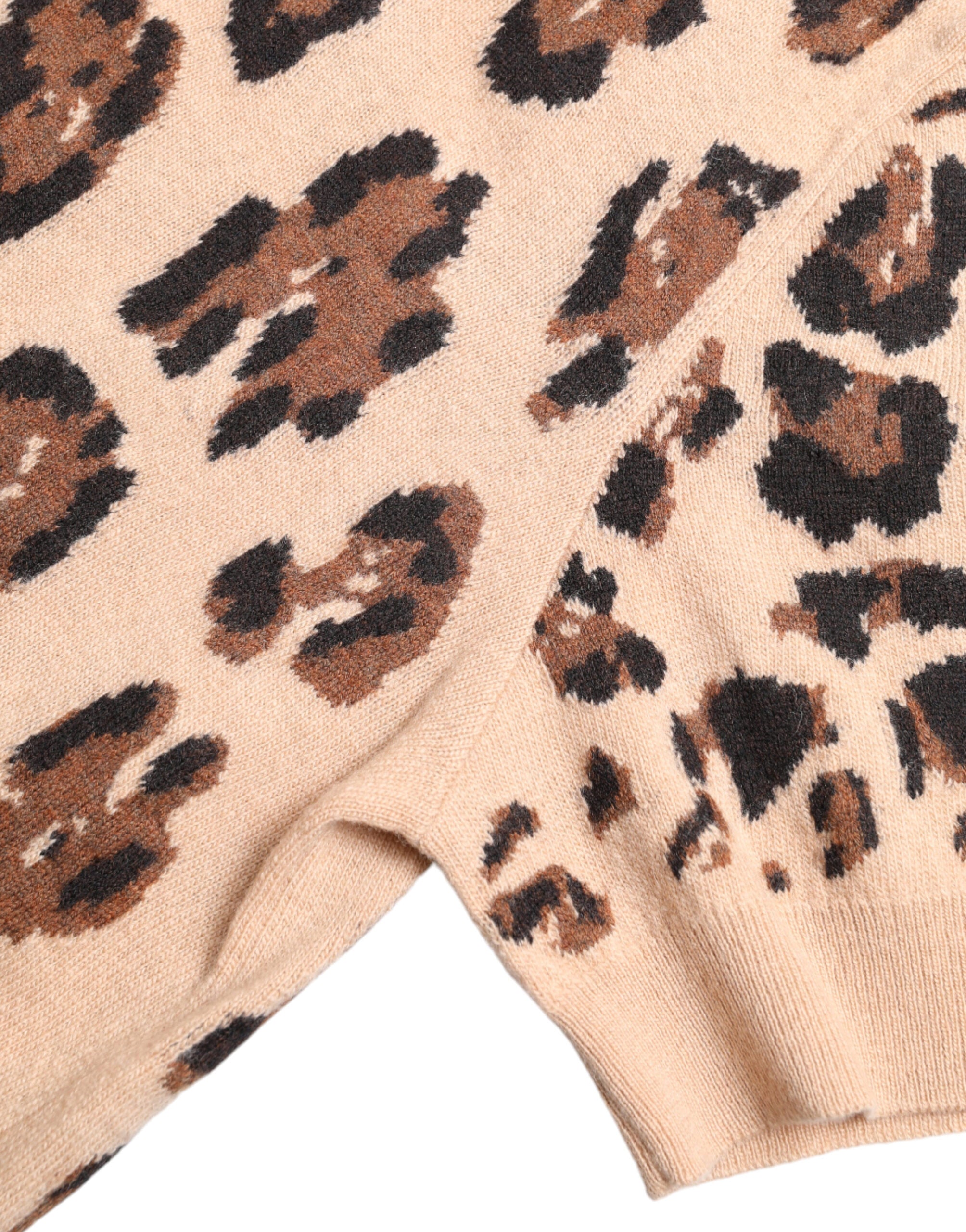 Dolce & Gabbana Beige Leopard Print Wool Turtleneck Top -   -  Dolce & Gabbana.