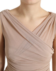 Dolce & Gabbana Beige Viscose V-neck Sleeveless Tank Top -   -  Dolce & Gabbana.