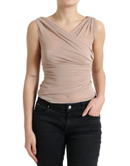 Dolce & Gabbana Beige Viscose V-neck Sleeveless Tank Top -   -  Dolce & Gabbana.