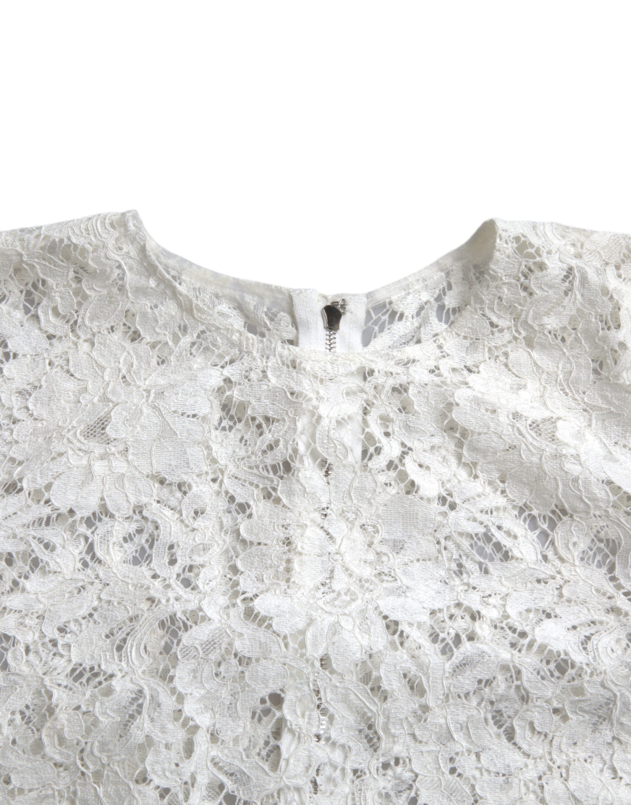 Dolce & Gabbana White Floral Lace Cotton Round Neck Blouse Top -   -  Dolce & Gabbana.